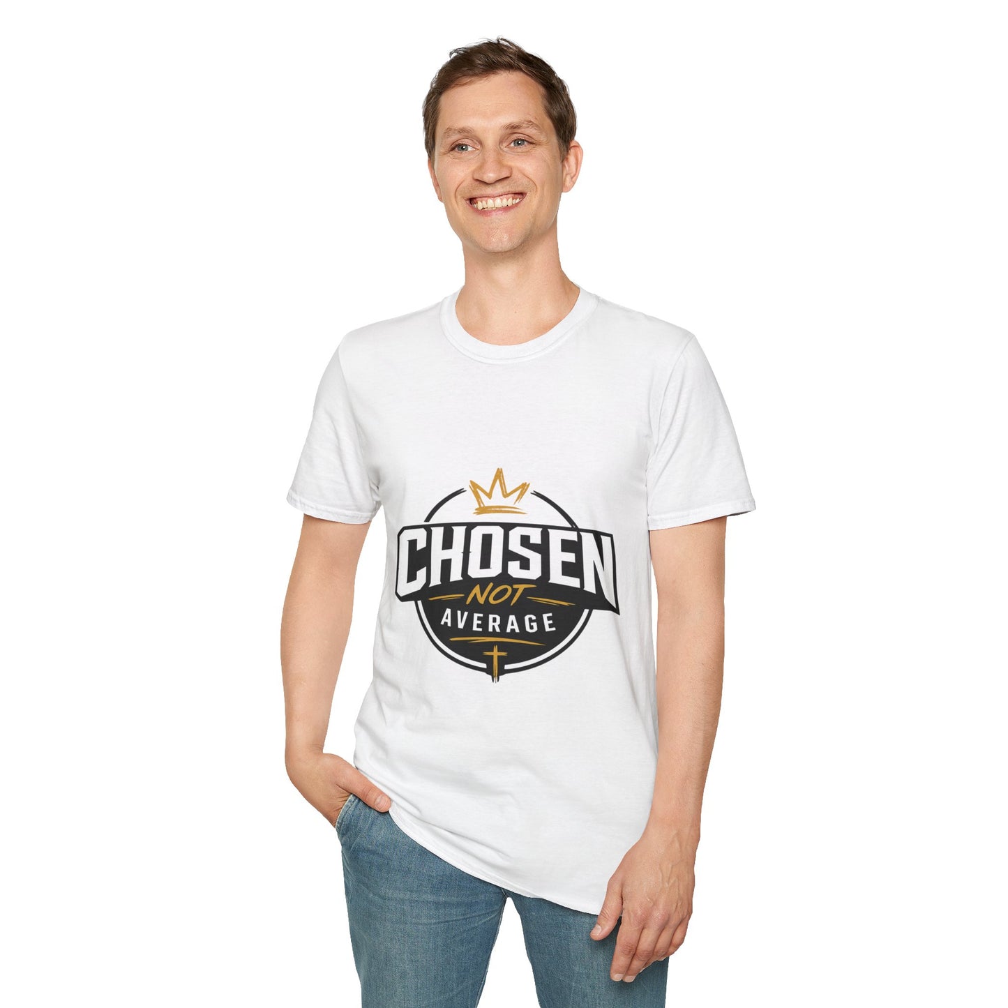 Chosen Not Average Christian T-Shirt Gift for Him | Inspirational College Tee for Men, Faith Streetwear Shirt, Crown Cross Graphic Tee