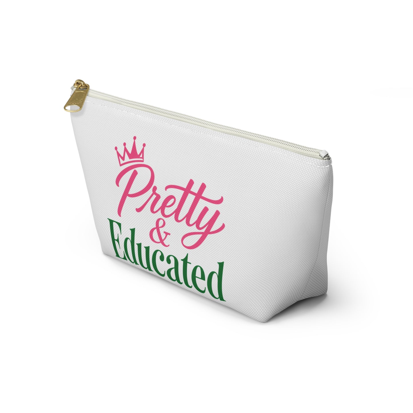 Pretty & Educated Pink  Green Accessory Pouch |  Makeup Bag