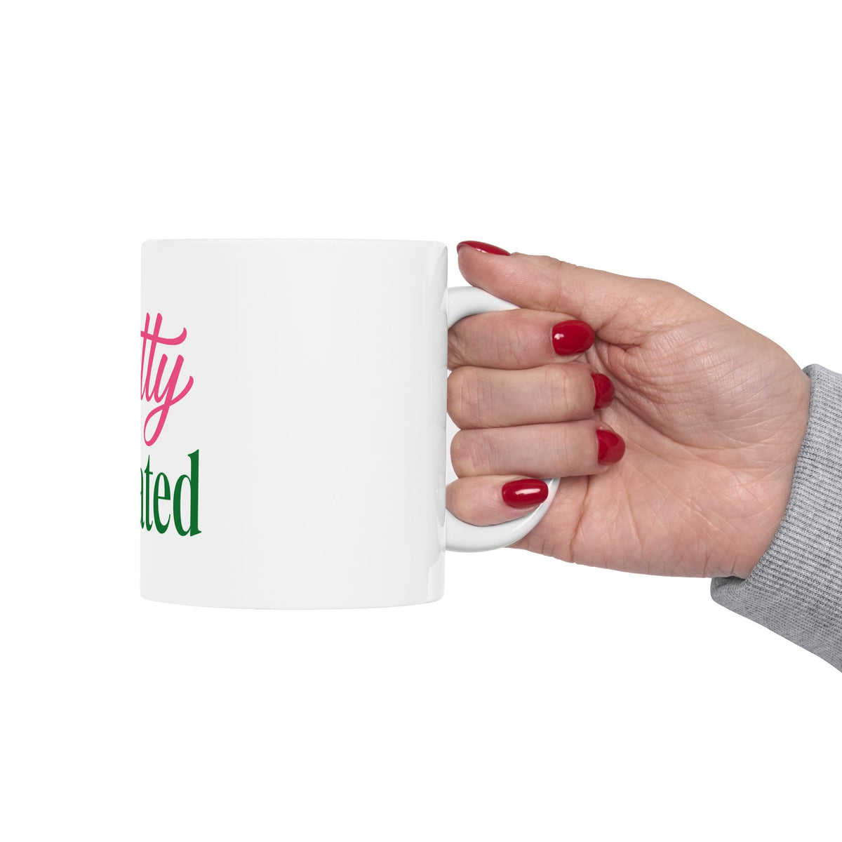 Pretty & Educated HBCU Mug | Black Girl College Coffee Cup, Pink Green Script Mug