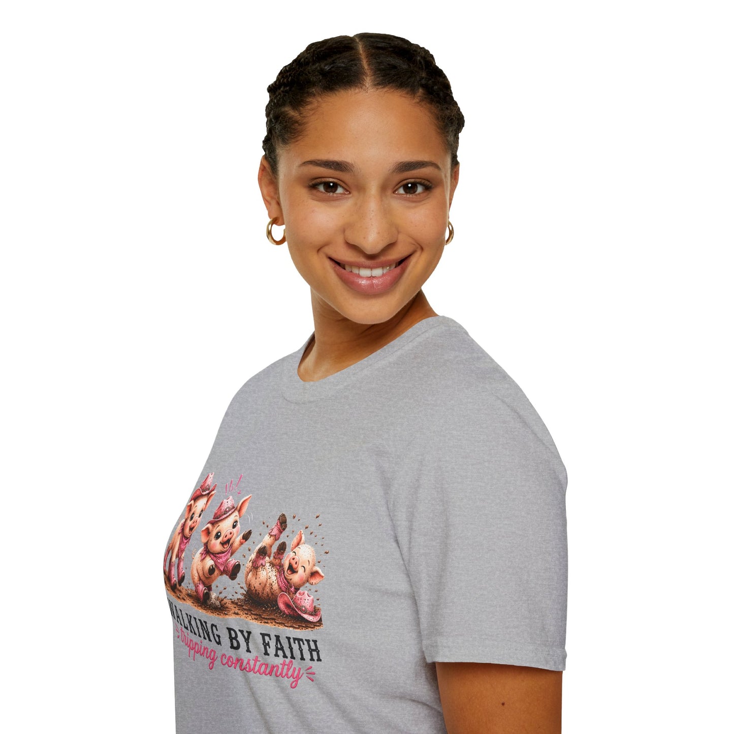 Walking by Faith Tripping Constantly Pig Tee