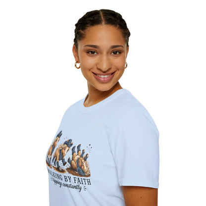 Walking by Faith (Tripping Constantly) Horse Denim Cowgirl  Graphic Tee