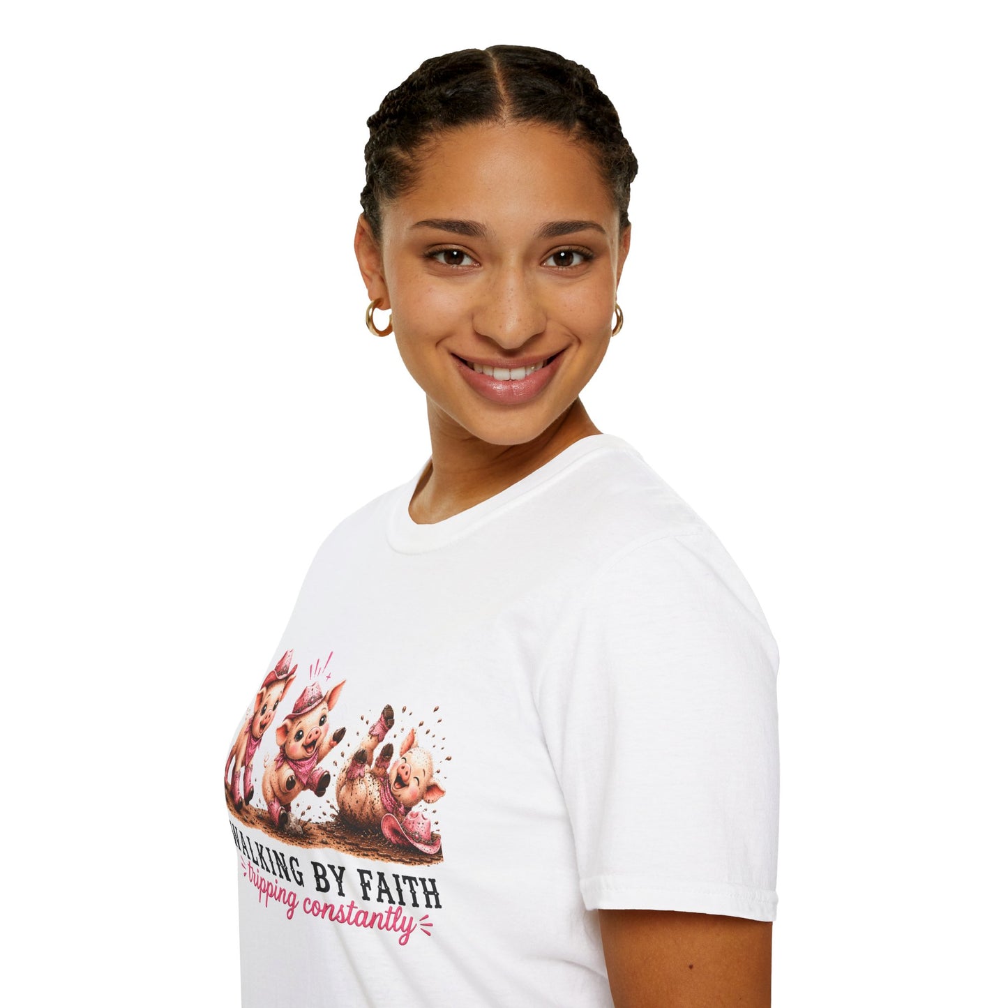 Walking by Faith Tripping Constantly Pig Tee