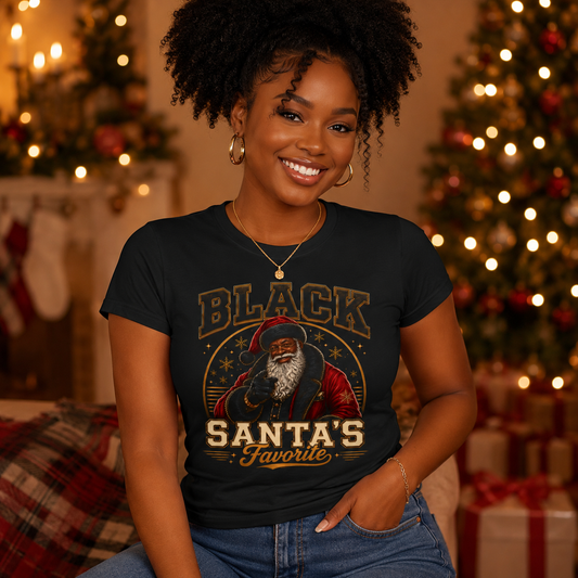 Black Santa Shirt – African American Christmas Tee, Melanin Merry Christmas Holiday T-Shirt