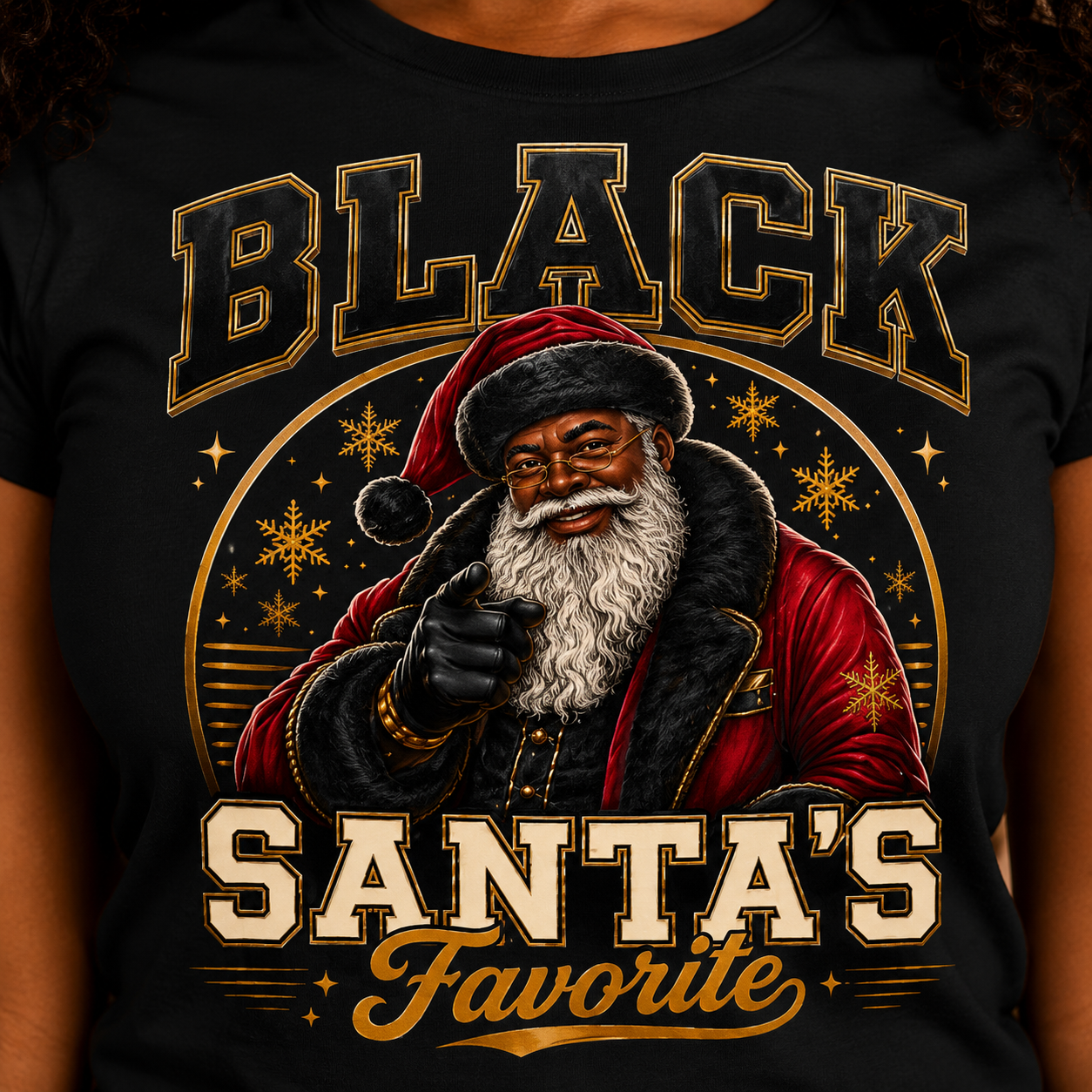 Black Santa Shirt – African American Christmas Tee, Melanin Merry Christmas Holiday T-Shirt