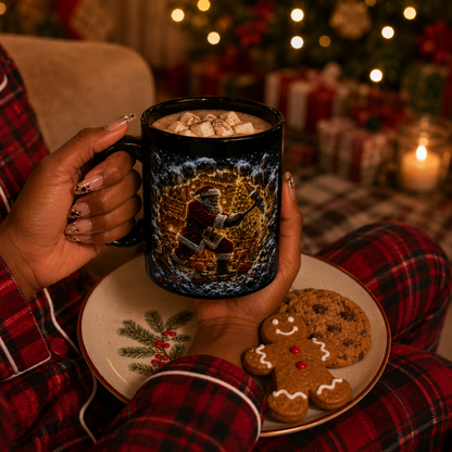 Black Santa Christmas Mug, African American Santa Coffee Cup, Black Santa Claus Mug, Christmas Gift, Holiday Mug, Black Christmas Mug