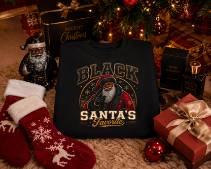 Black Santa's Favorite Sweatshirt – African American Christmas Crewneck, Couple Matching Holiday Sweatshirt Gift