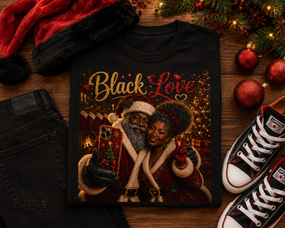 Black Love Shirt Mr and Mrs Claus Christmas Tee Black Couple Holiday T-Shirt African American Santa Mrs Claus Shirt