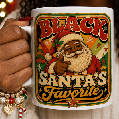 Black Santa Vintage Art Mug | Christmas Santa Coffee Mug