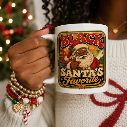 Black Santa Vintage Art Mug | Christmas Santa Coffee Mug