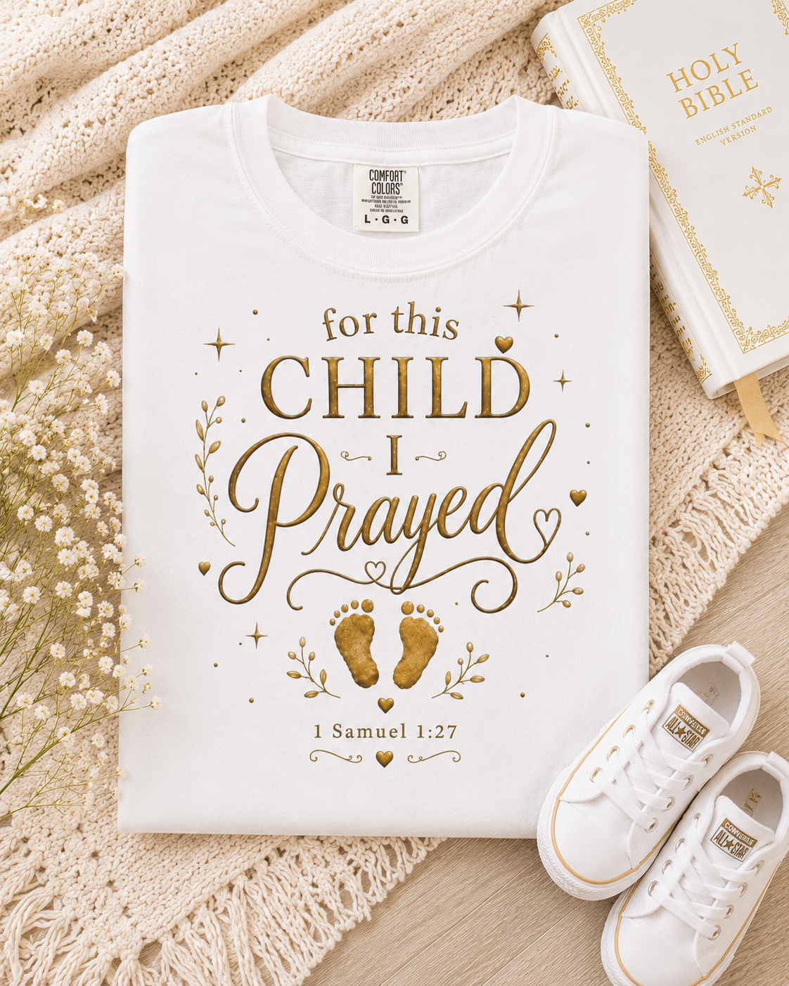 Comfort Colors® For This Child I Prayed Rainbow Baby Gift IVF Pregnancy Shirt Christian Pregnancy T Shirt Gift Baby Announcement Tee
