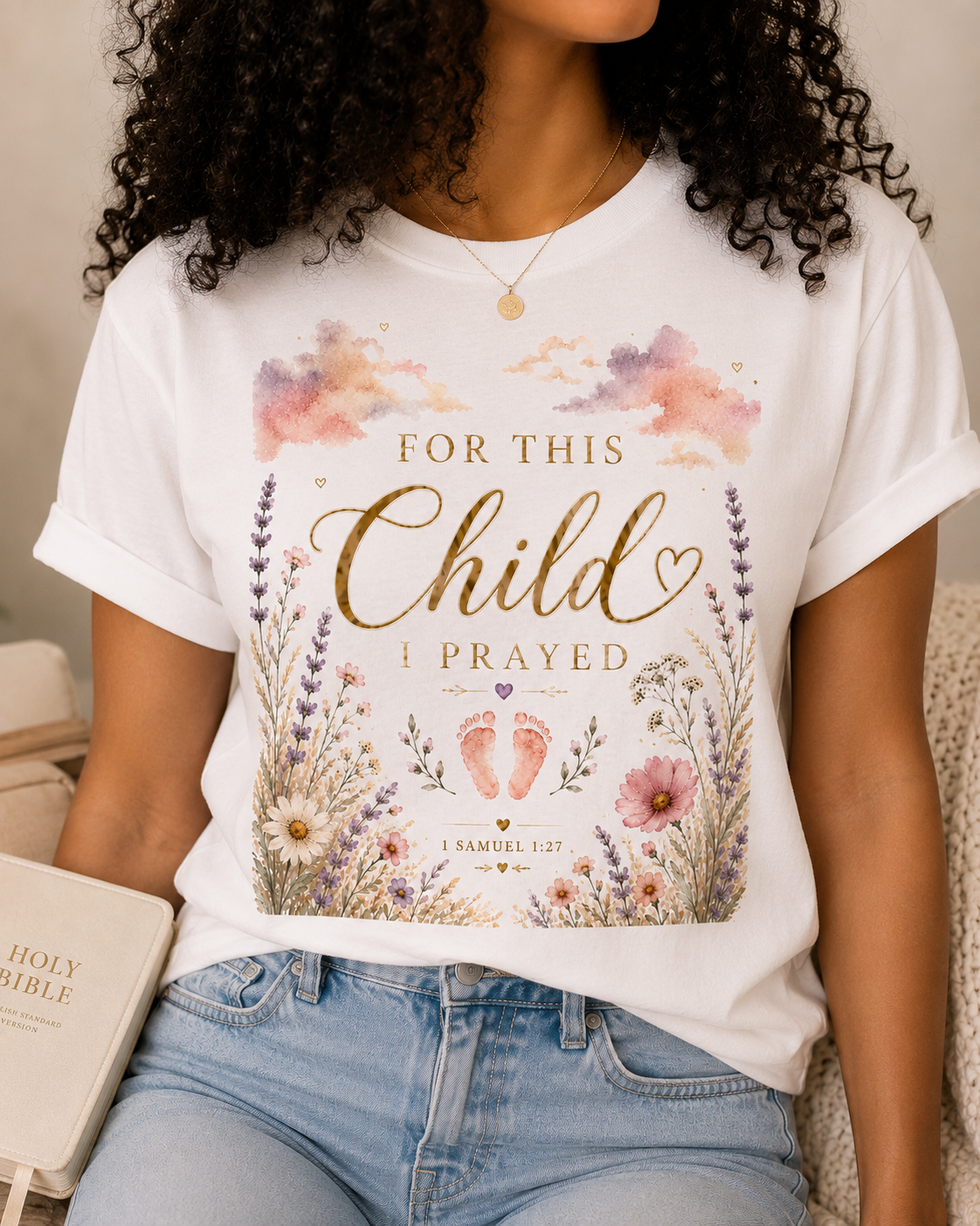 Comfort Colors® For This Child I Prayed Shirt Whimsical Pastel Pregnancy Announcement Tee Christian Maternity Shirt Pregnancy Reveal Tee