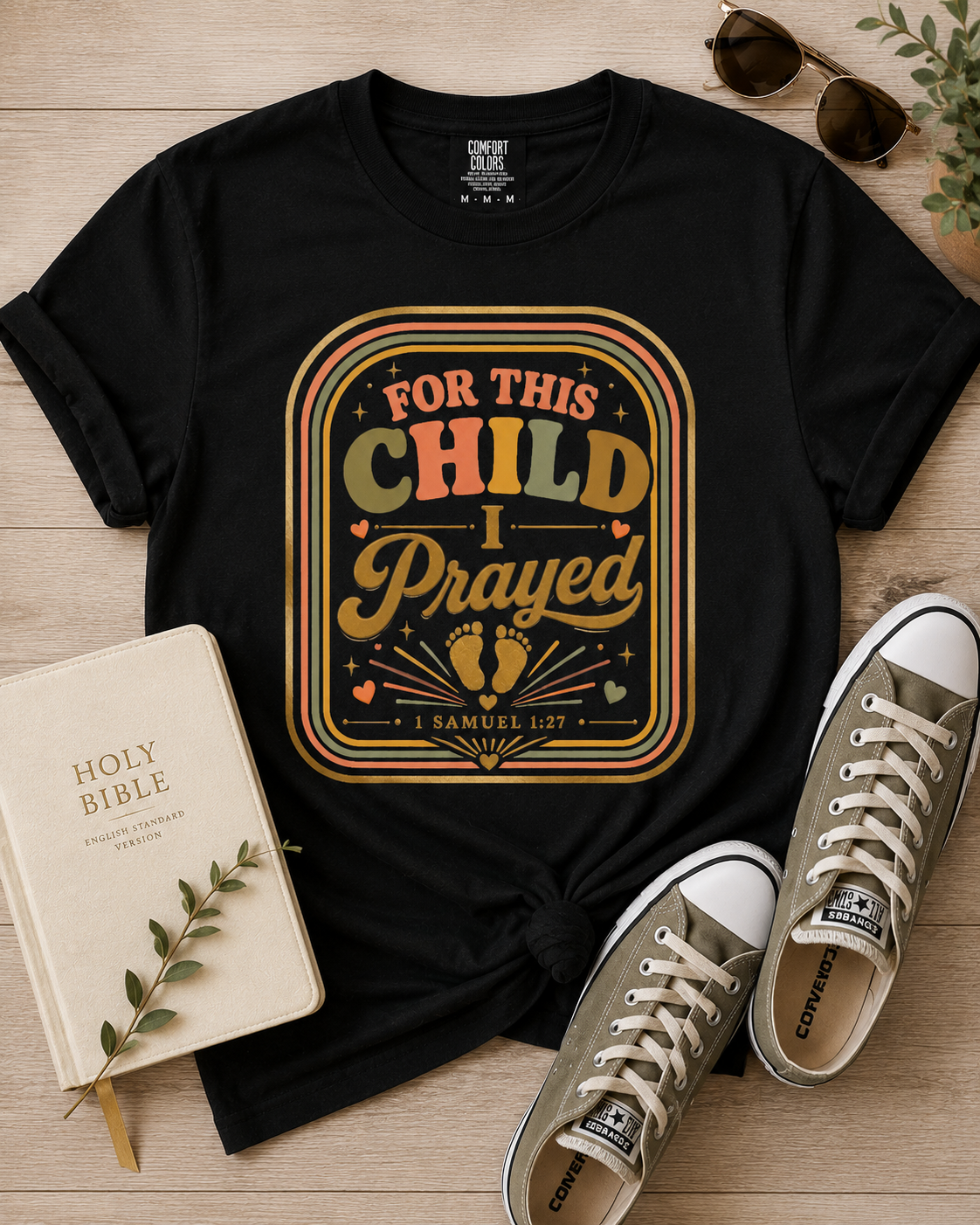 Comfort Colors® For This Child I Prayed Shirt Pregnancy Announcement Tee Christian Maternity Shirt Pregnancy Reveal Retro Graphic Tee
