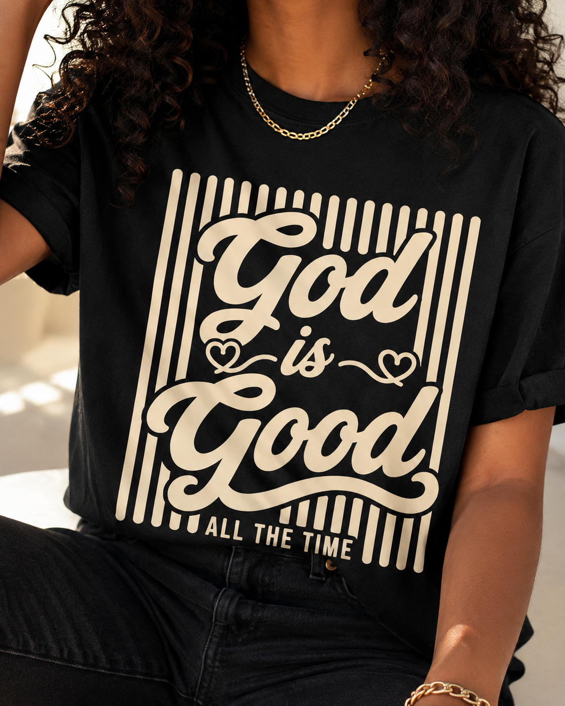 Comfort Colors® Retro God Is Good All The Time Tee, Christian Shirt Teen Girls, Faith Based T-Shirt Women, Youth Group Church Religious Tee