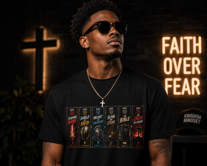 Armor of God VHS Panels T-Shirt Gift | Ephesians 6 Christian Warrior Mens Tee, Spiritual Warfare Graphic Shirt