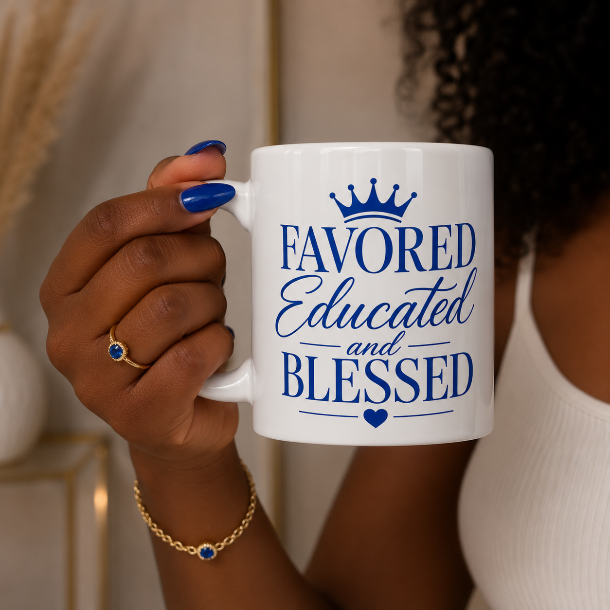 Favored Educated and Blessed Mug — Blue & White