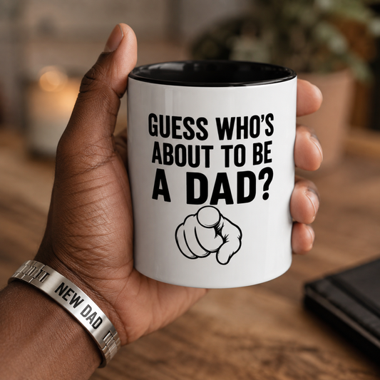 New Dad Mug Guess Whos About To Be A Dad Pregnancy Announcement Gift For Husband From Wife First Time Daddy Cup Funny