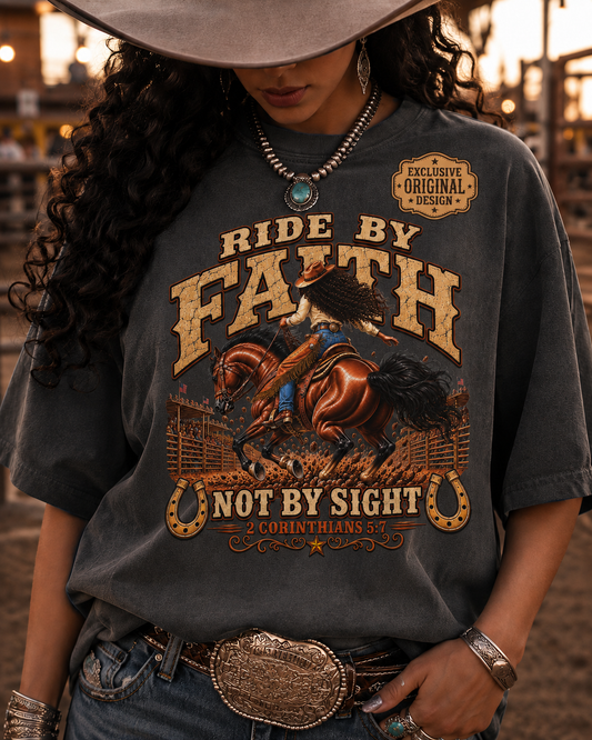 Comfort Colors® Ride By Faith Not By Sight Shirt Rodeo Cowgirl