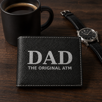 DAD The Original ATM leather bifold wallet, leather dad wallet, Dad Christmas Gift, Fathers Day Gift, Birthday Gift