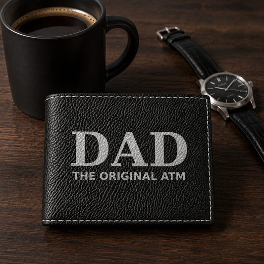 DAD The Original ATM leather bifold wallet, leather dad wallet, Dad Christmas Gift, Fathers Day Gift, Birthday Gift