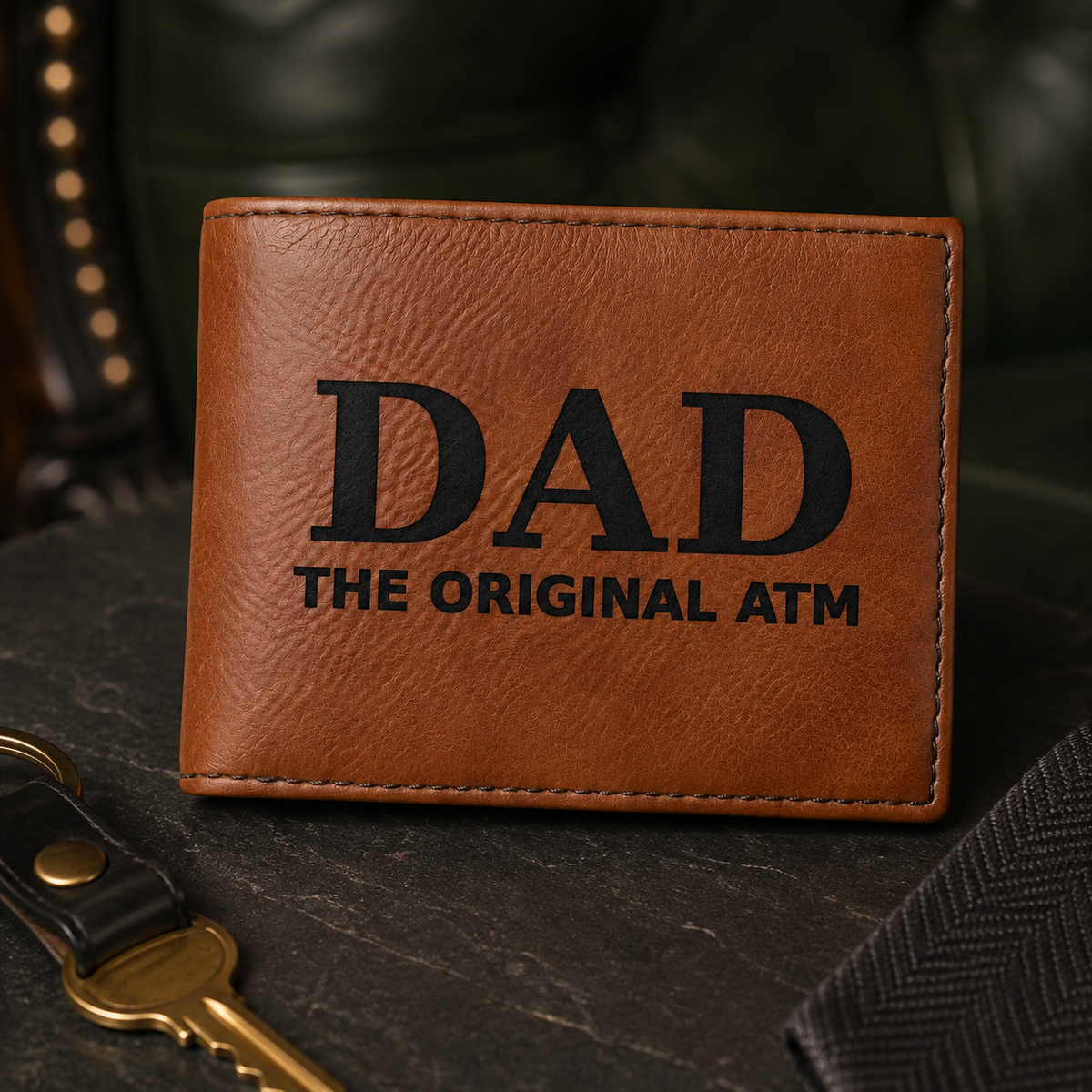 DAD The Original ATM leather bifold wallet, leather dad wallet, Dad Christmas Gift, Fathers Day Gift, Birthday Gift