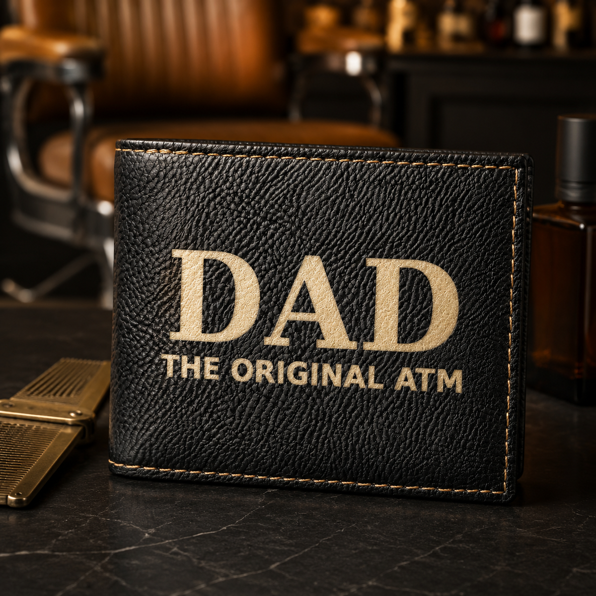 DAD The Original ATM leather bifold wallet, leather dad wallet, Dad Christmas Gift, Fathers Day Gift, Birthday Gift