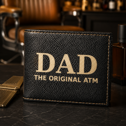 DAD The Original ATM leather bifold wallet, leather dad wallet, Dad Christmas Gift, Fathers Day Gift, Birthday Gift
