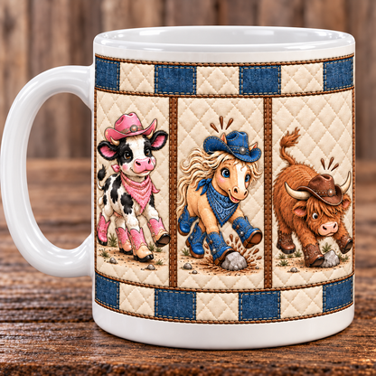Western Faith Cowgirl Coffee Mug, Cute Cowboy Cow Horse Highland Bull Ceramic Cup, Country Cowgirl Southern Pride Decor Gift for Her