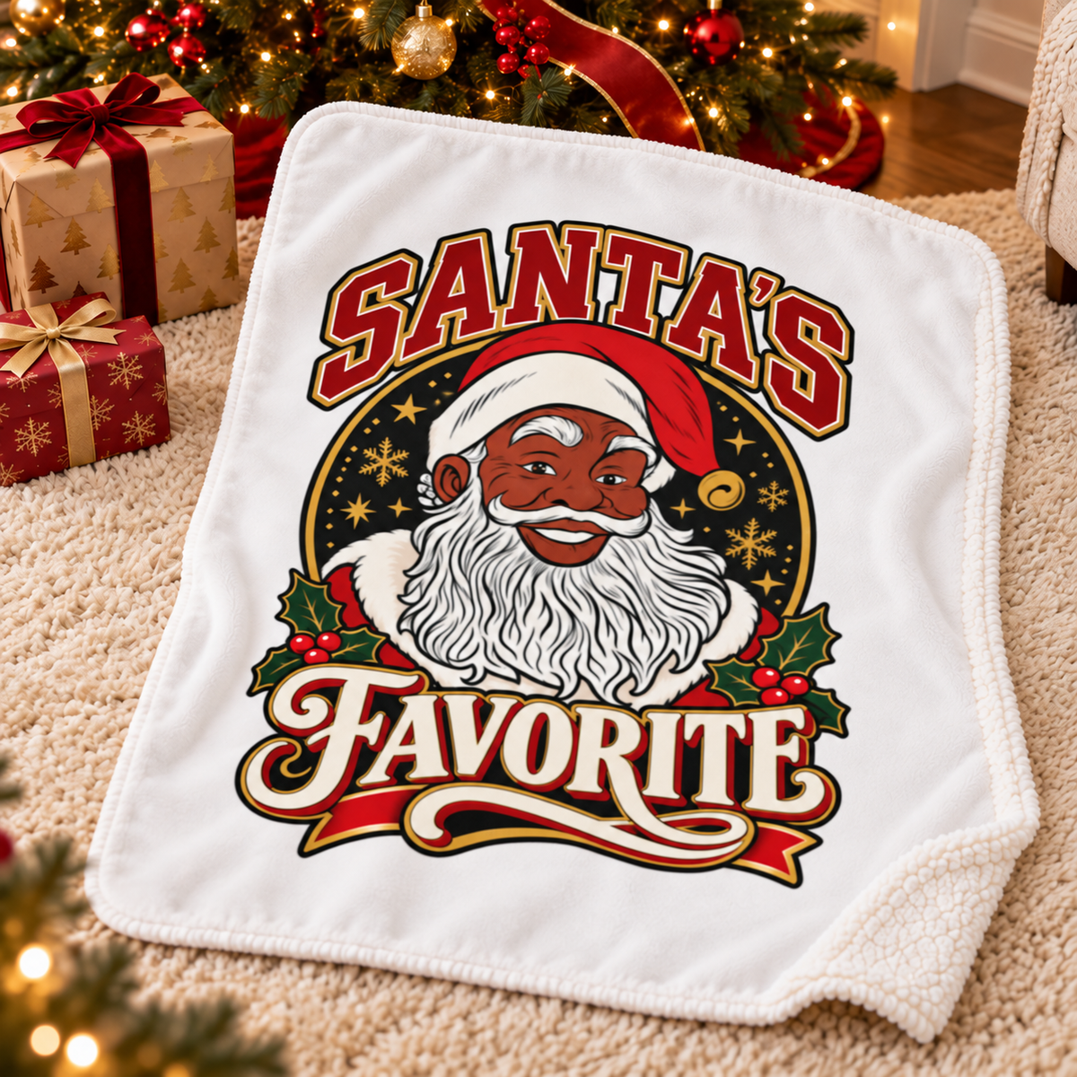 Black Santa Sherpa Baby Blanket, Santa's Favorite Baby Blanket, African Santa Christmas Blanket, Black Santa Nursery, Baby Shower Gift
