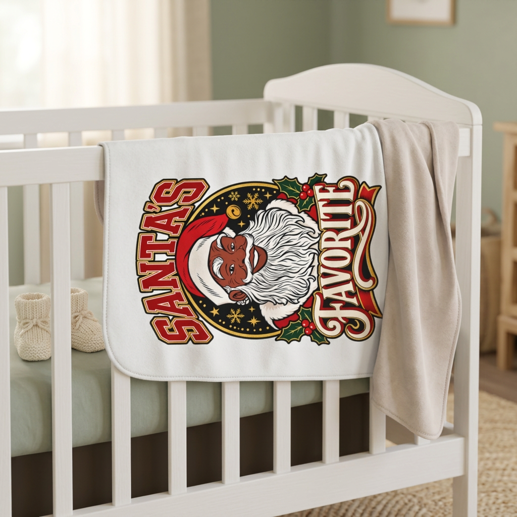 Black Santa Sherpa Baby Blanket, Santa's Favorite Baby Blanket, African Santa Christmas Blanket, Black Santa Nursery, Baby Shower Gift
