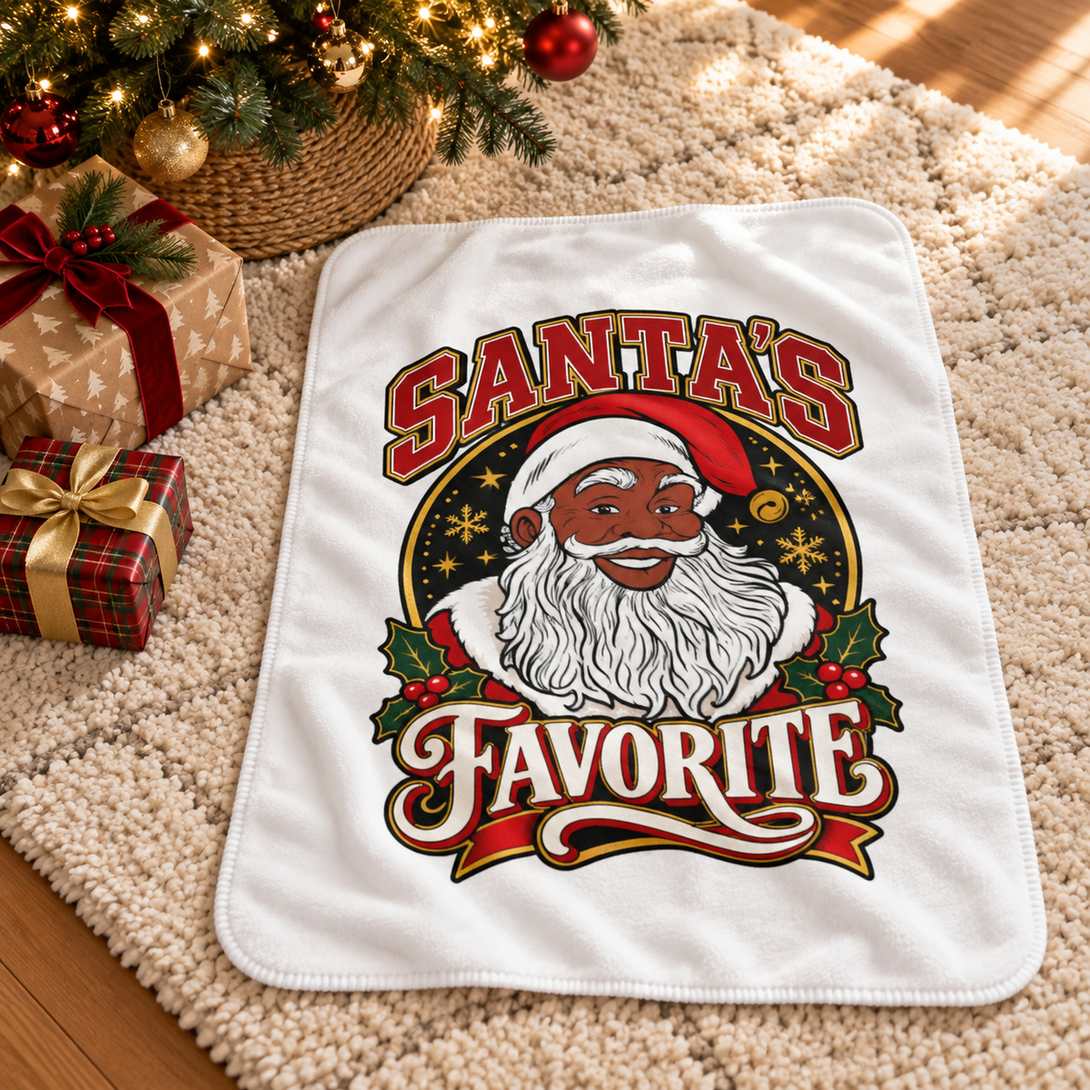 Black Santa Sherpa Baby Blanket, Santa's Favorite Baby Blanket, African Santa Christmas Blanket, Black Santa Nursery, Baby Shower Gift