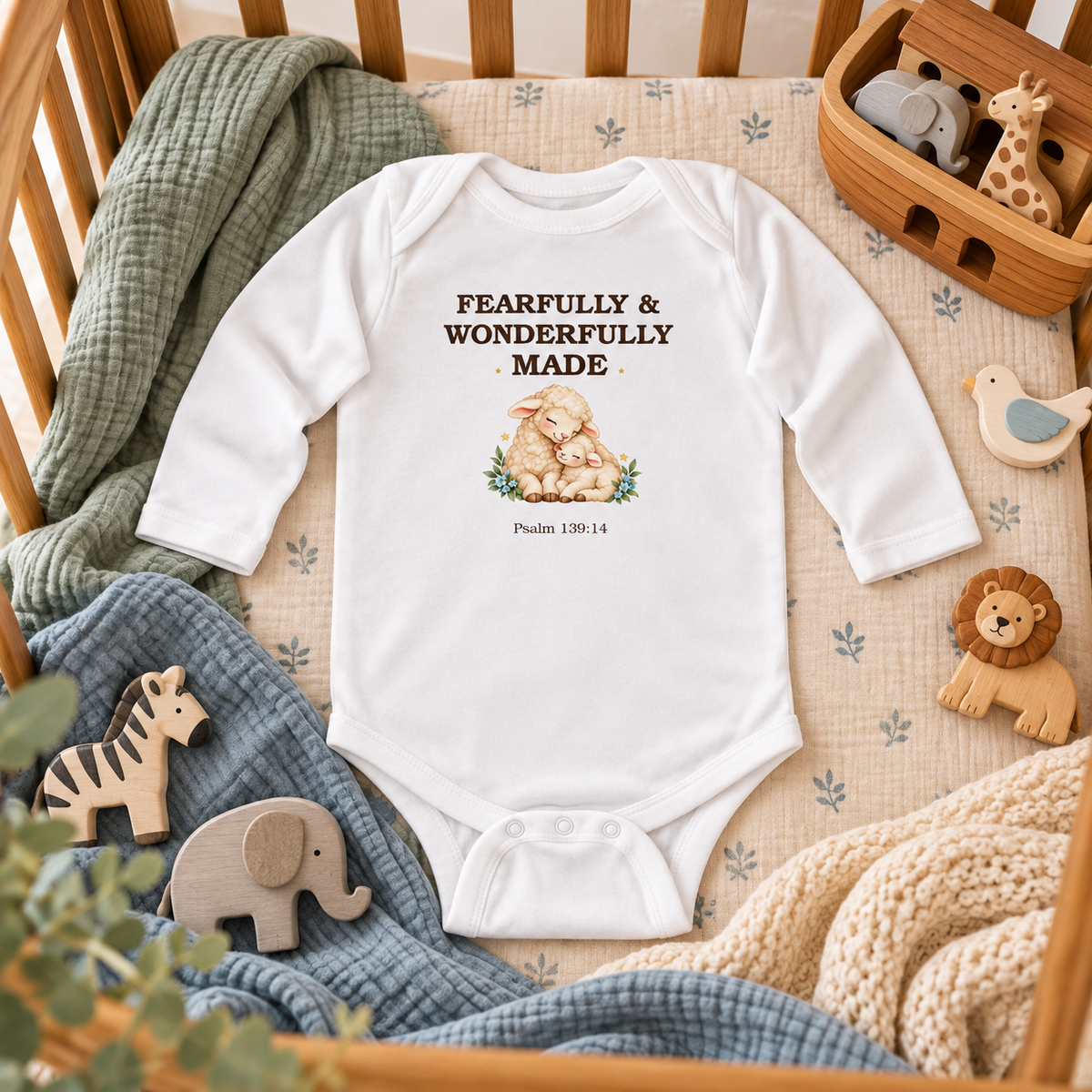 Fearfully & Wonderfully Made Baby Onesie Psalm 139:14 Christian Baby Bodysuit Baptism Gift Christening Outfit Newborn Bible Verse Shower