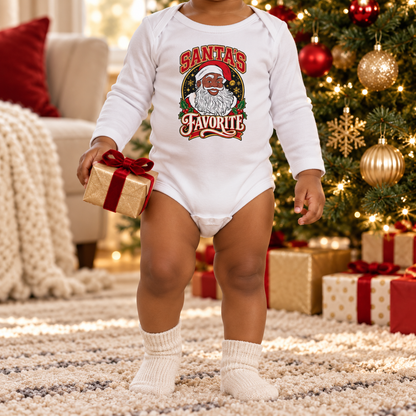 Santa's Favorite Baby Onesie, Black Santa Christmas Bodysuit, African American Santa Baby Outfit, Christmas Photo Prop