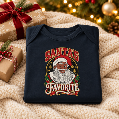 Santa's Favorite Baby Onesie, Black Santa Christmas Bodysuit, African American Santa Baby Outfit, Christmas Photo Prop