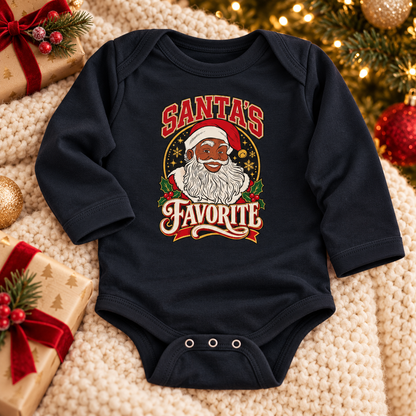 Santa's Favorite Baby Onesie, Black Santa Christmas Bodysuit, African American Santa Baby Outfit, Christmas Photo Prop