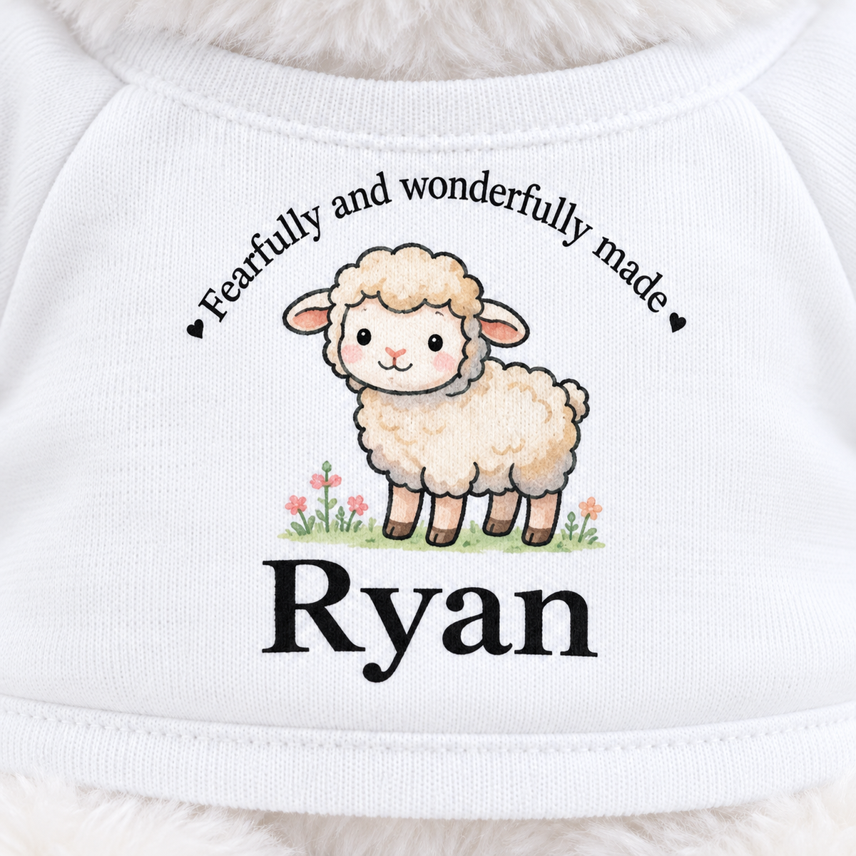 Personalized Lamb Stuffed Animal, Fearfully and Wonderfully Made, Christian Custom Name Plush, Baby Shower, Baptism, Communion Gift