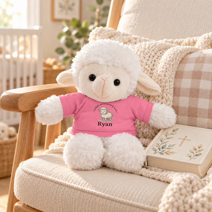 Personalized Lamb Stuffed Animal, Fearfully and Wonderfully Made, Christian Custom Name Plush, Baby Shower, Baptism, Communion Gift