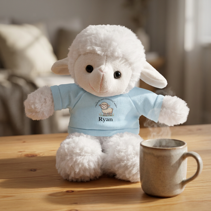 Personalized Lamb Stuffed Animal, Fearfully and Wonderfully Made, Christian Custom Name Plush, Baby Shower, Baptism, Communion Gift