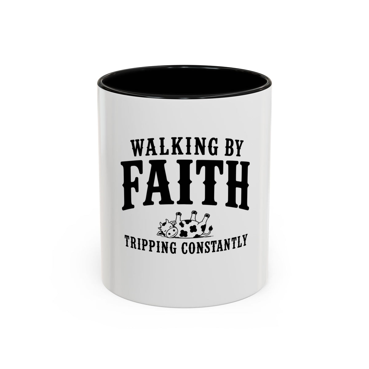 Walking By Faith Tripping Constantly Cow Mug, Christian Coffee Mug, Faith Based Gift, Cow Lover Gift, Funny Christian Mug, Faith Gift