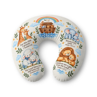 Noah's Ark Nursing Pillow Cover, Christian Scripture Baby Feeding Pillow Cover, Giraffe Elephant Lion Lamb Nursery Decor, Baby Shower Gift