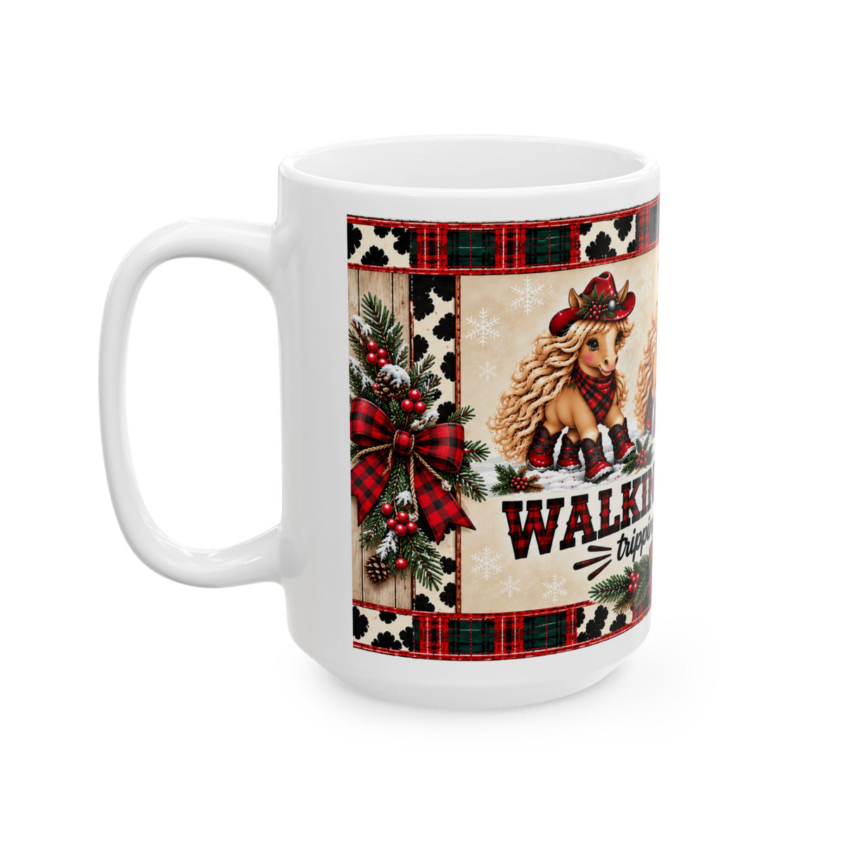 Walking By Faith Tripping Constantly Mug, Western Christian Christmas Gift, Cowgirl Coffee Mug, Cowgirl Mom Gift, Western Christmas Mug