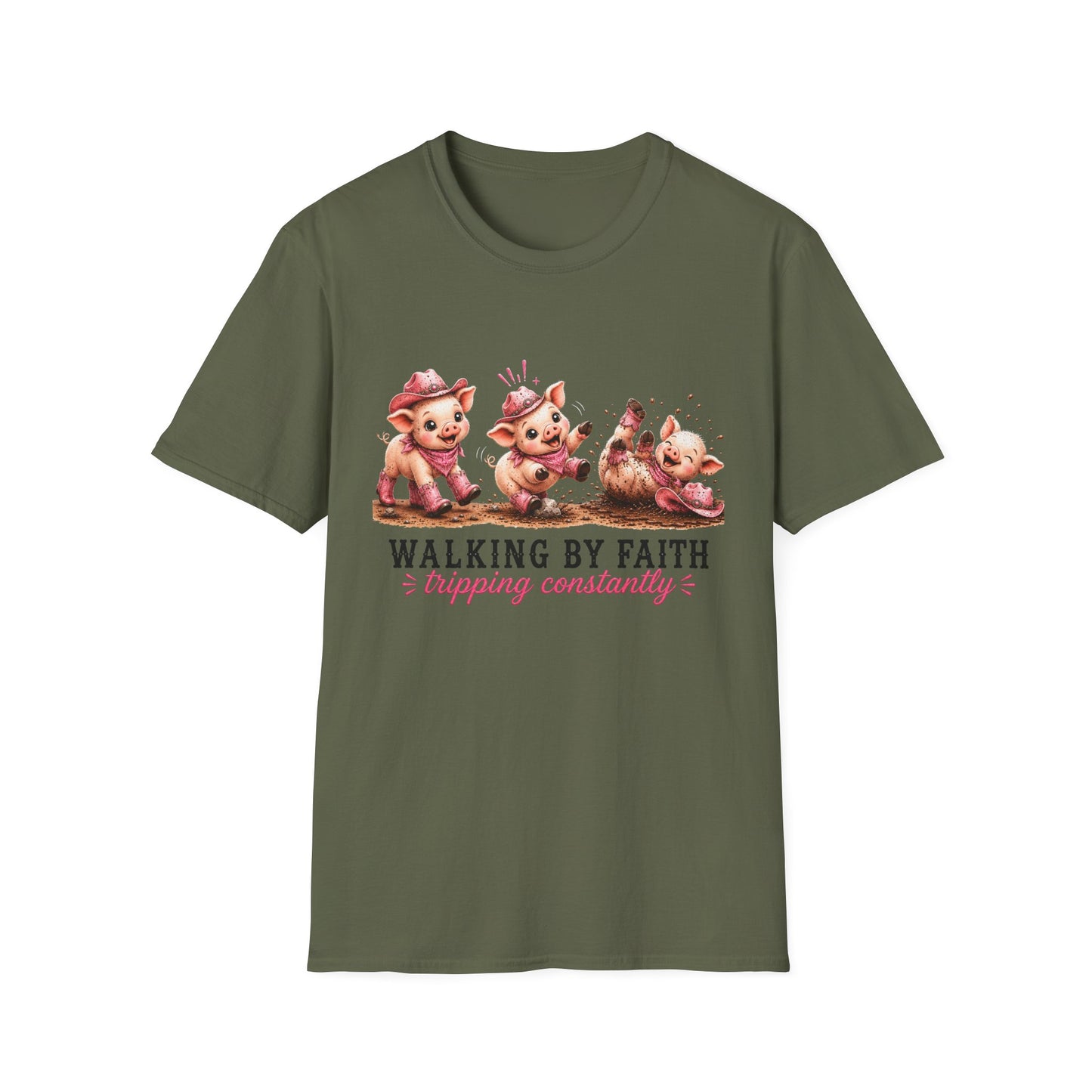 Walking by Faith Tripping Constantly Pig Tee