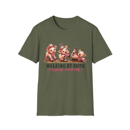 Walking by Faith Tripping Constantly Pig Tee