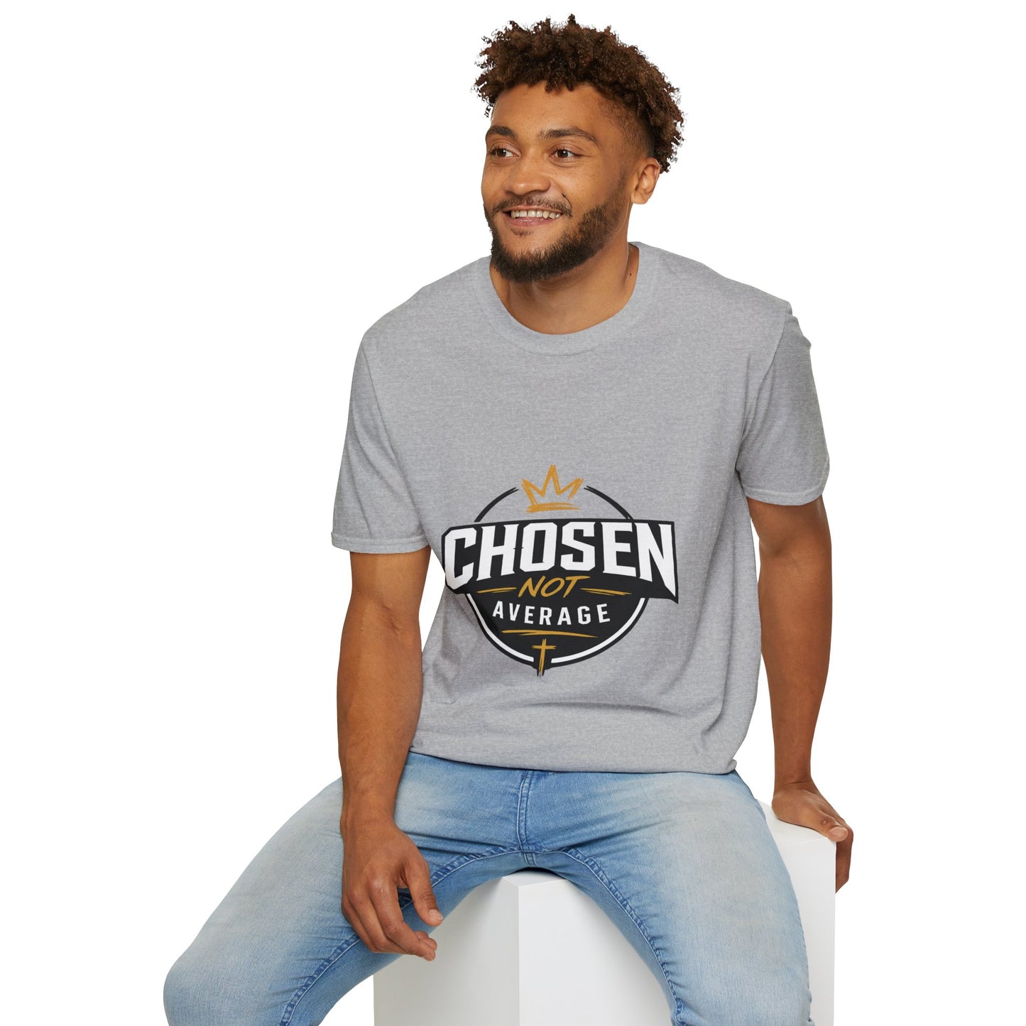 Chosen Not Average Christian T-Shirt Gift for Him | Inspirational College Tee for Men, Faith Streetwear Shirt, Crown Cross Graphic Tee