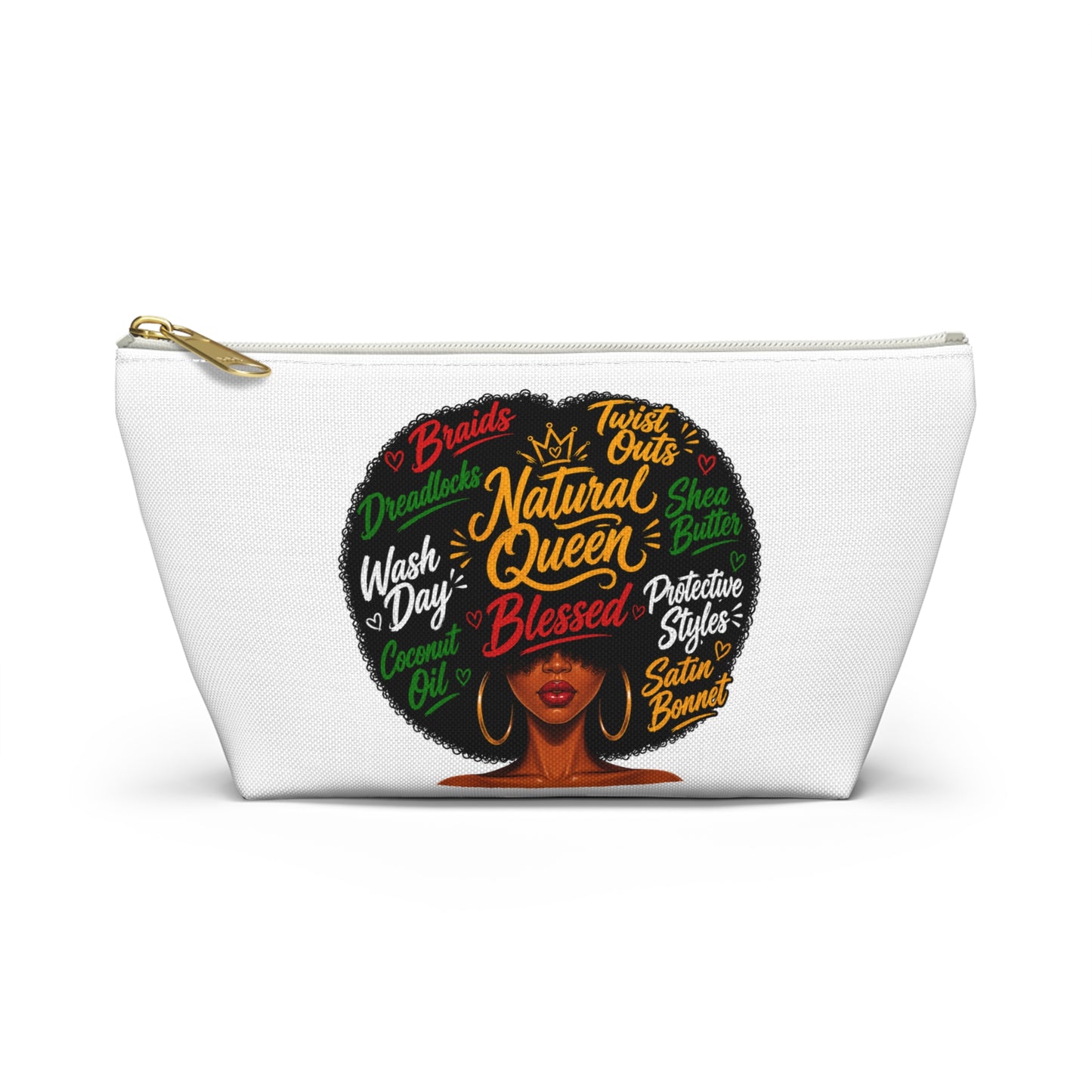 Natural Hair Queen Accessory Pouch | Black Girl Makeup Bag | Natural Hair Cosmetic Bag | Afro Hair Travel Pouch