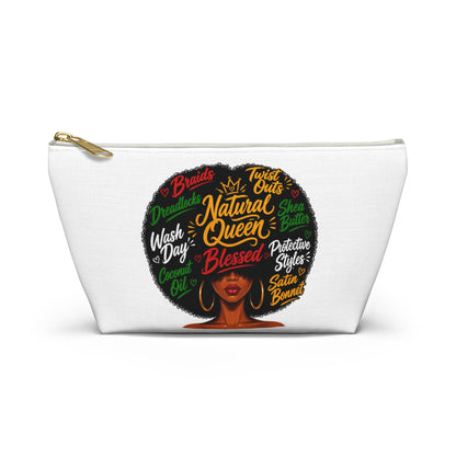Natural Hair Queen Accessory Pouch | Black Girl Makeup Bag | Natural Hair Cosmetic Bag | Afro Hair Travel Pouch