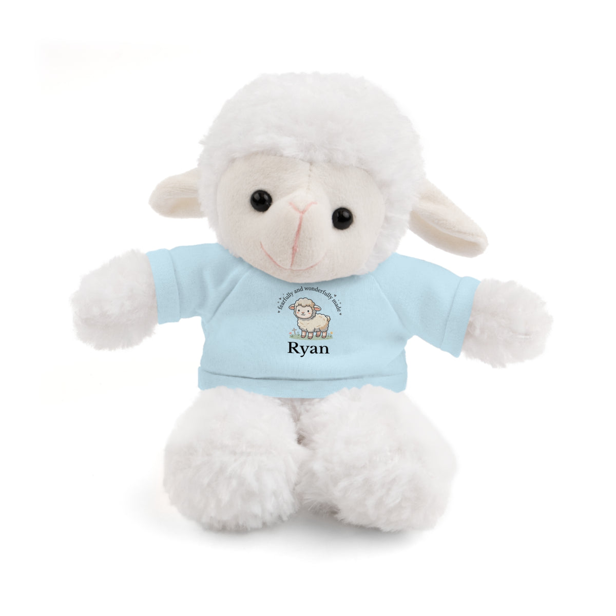 Personalized Lamb Stuffed Animal, Fearfully and Wonderfully Made, Christian Custom Name Plush, Baby Shower, Baptism, Communion Gift