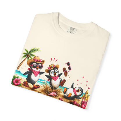 Comfort Colors® Walking By Faith Tripping Constantly Shirt, Beach Penguin Shirt, Summer Vacation Tee, Funny Penguin Tee, Faith Based Shirt