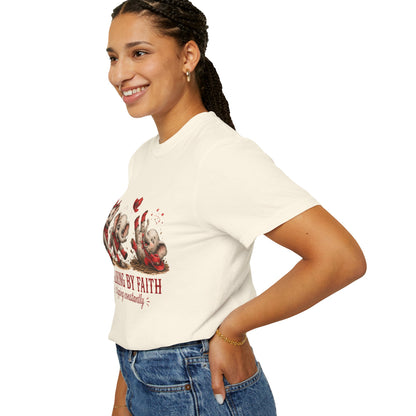 Comfort Colors® Walking By Faith tripping constantly T-Shirt | Cute Red Elephant Shirt