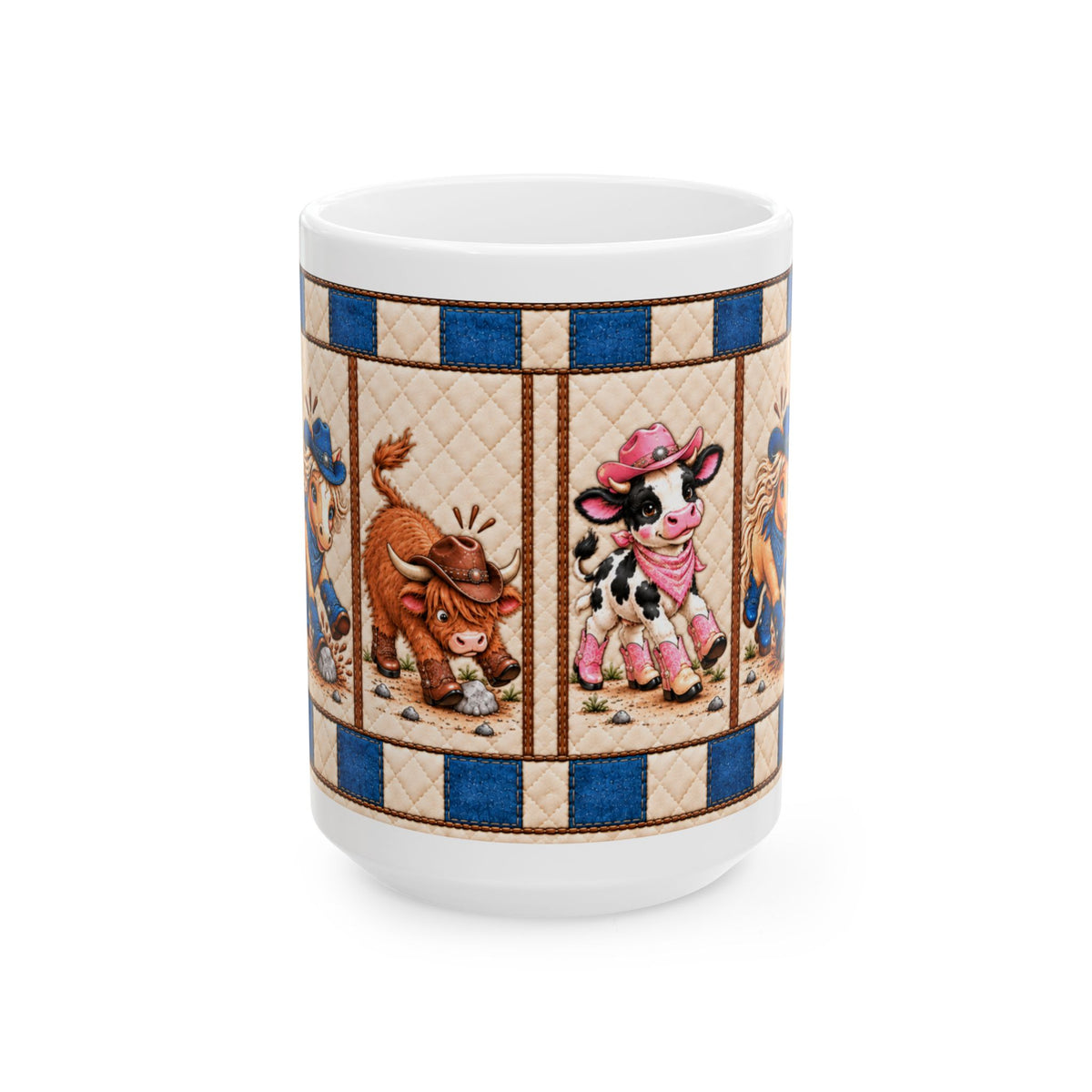 Western Faith Cowgirl Coffee Mug, Cute Cowboy Cow Horse Highland Bull Ceramic Cup, Country Cowgirl Southern Pride Decor Gift for Her