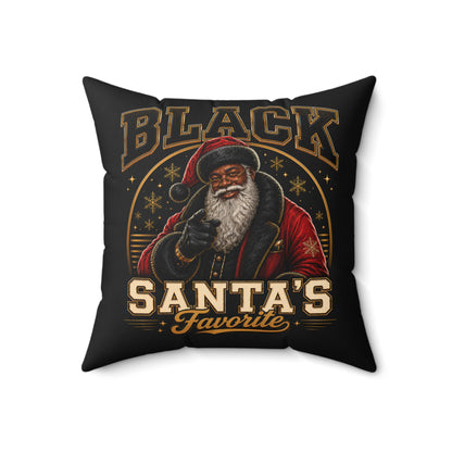 Black Santa's Favorite Pillow | Square Polyester  Decorative Pillow